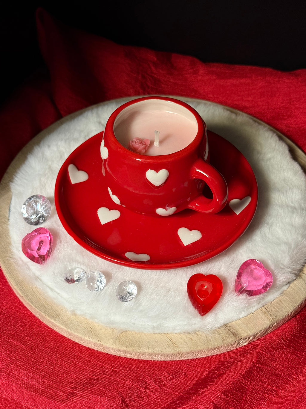 Valentine Espresso Gift Set — Candle + Resin Heart