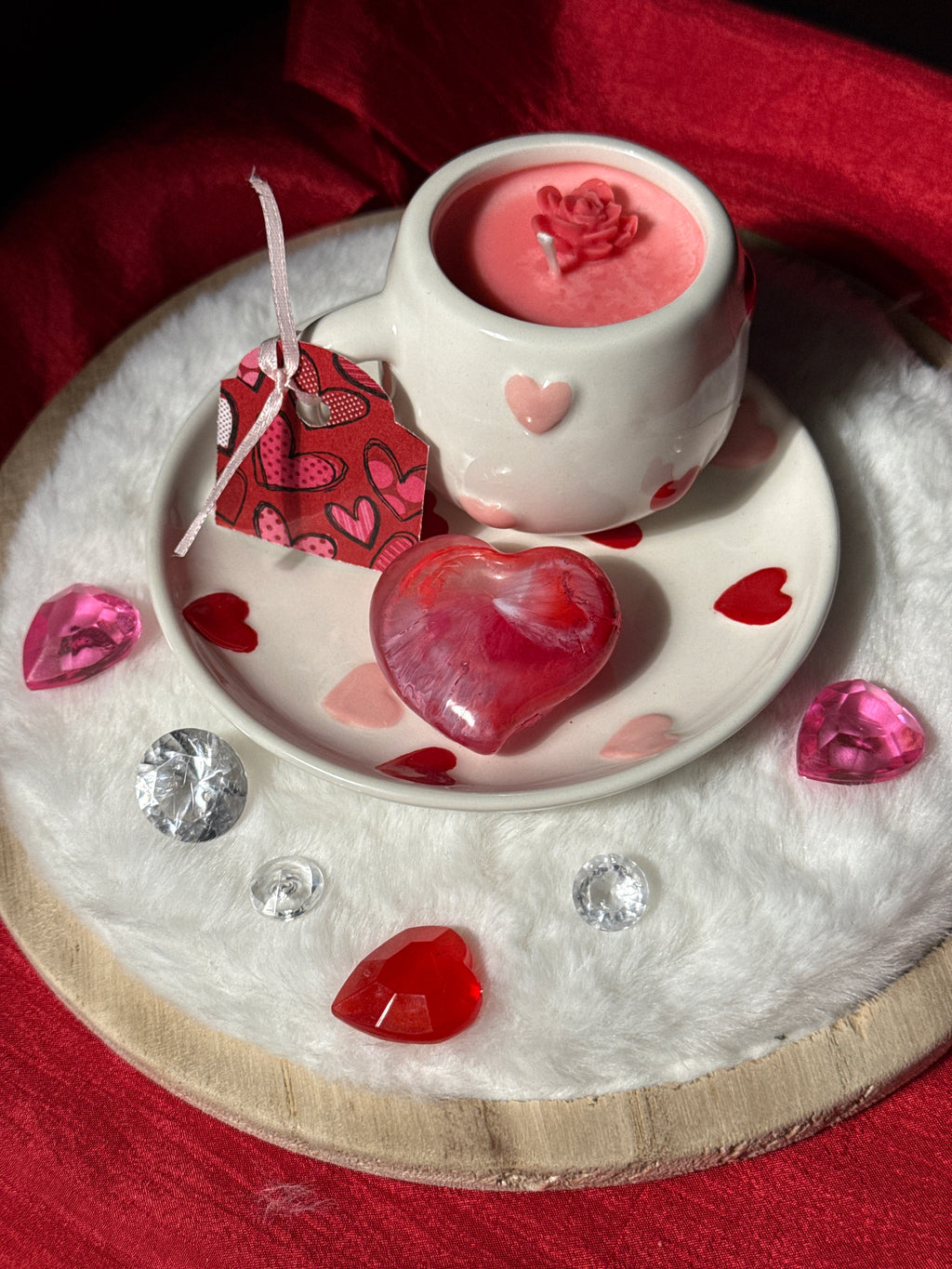 Valentine Espresso Gift Set — Candle + Resin Heart
