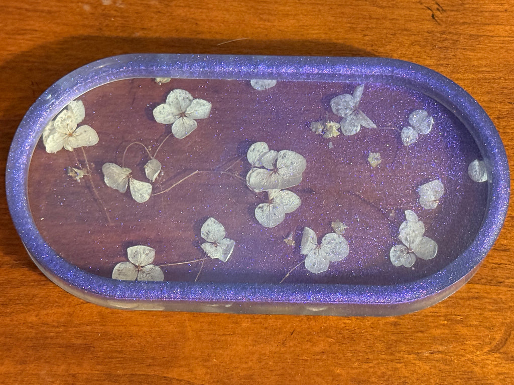 Purple Floral Oval Resin Decorative Tray (Copy)