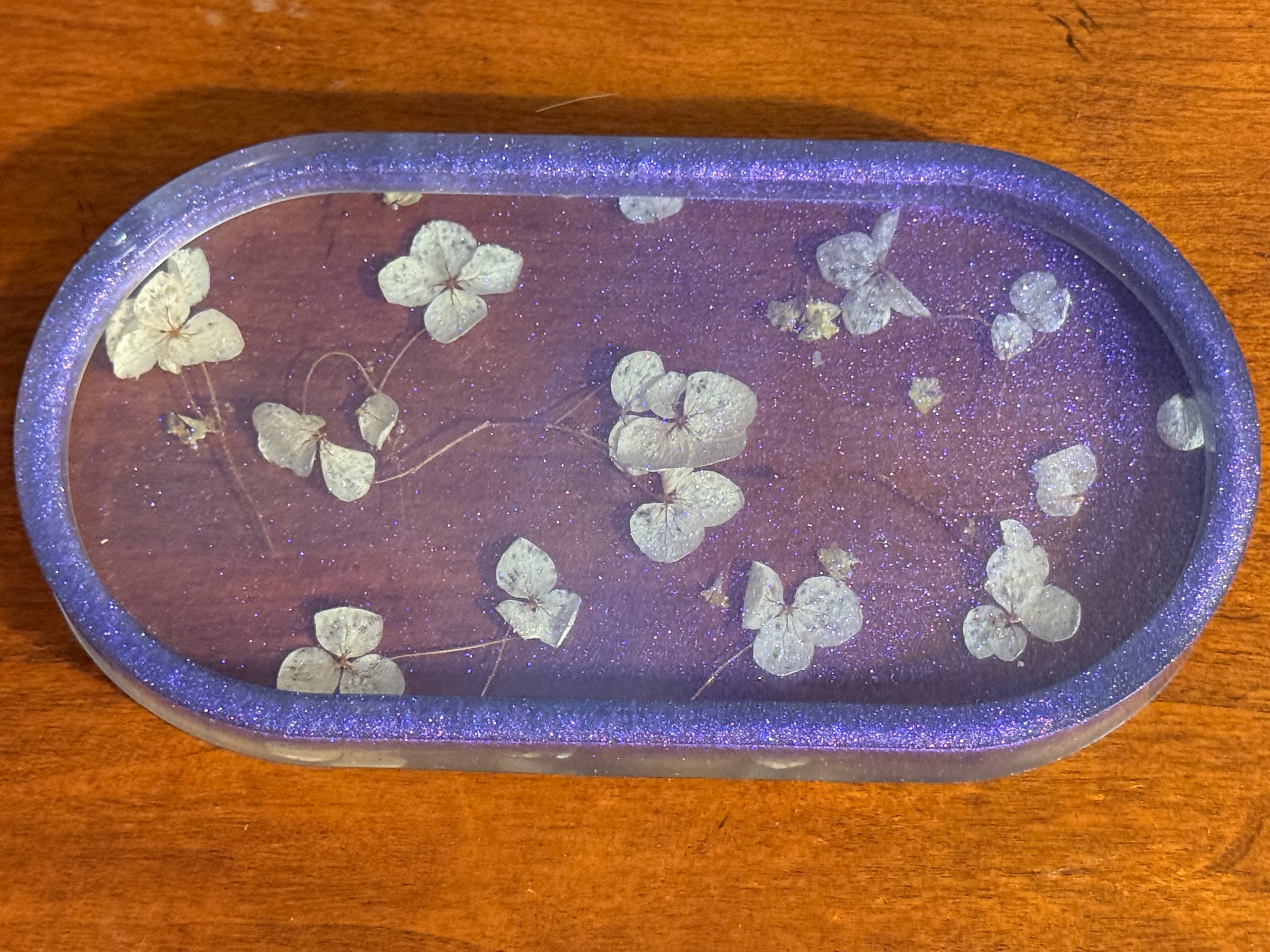 Purple Floral Oval Resin Decorative Tray (Copy)