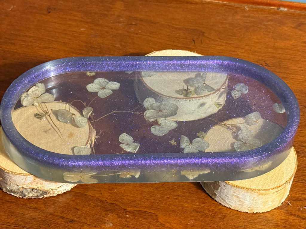 Purple Floral Oval Resin Decorative Tray (Copy)
