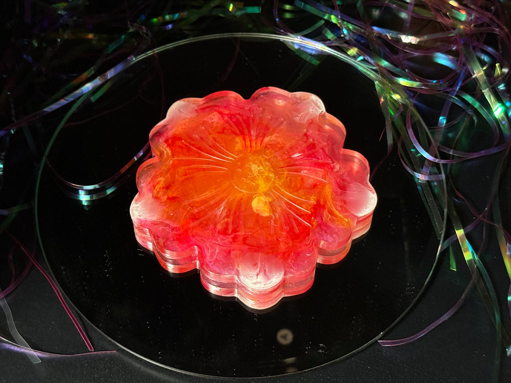 Pink Yellow Swirl Resin Decorative Flower Tray