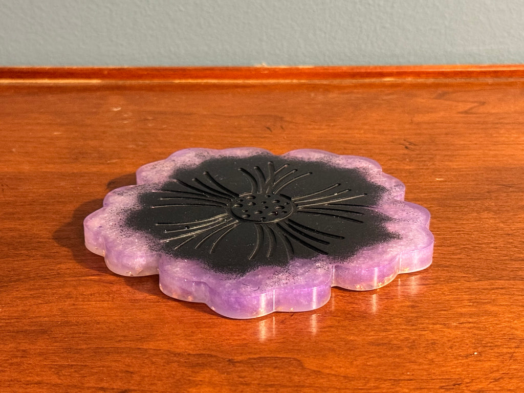 Purple Gold Flake Resin Decorative Flower Tray