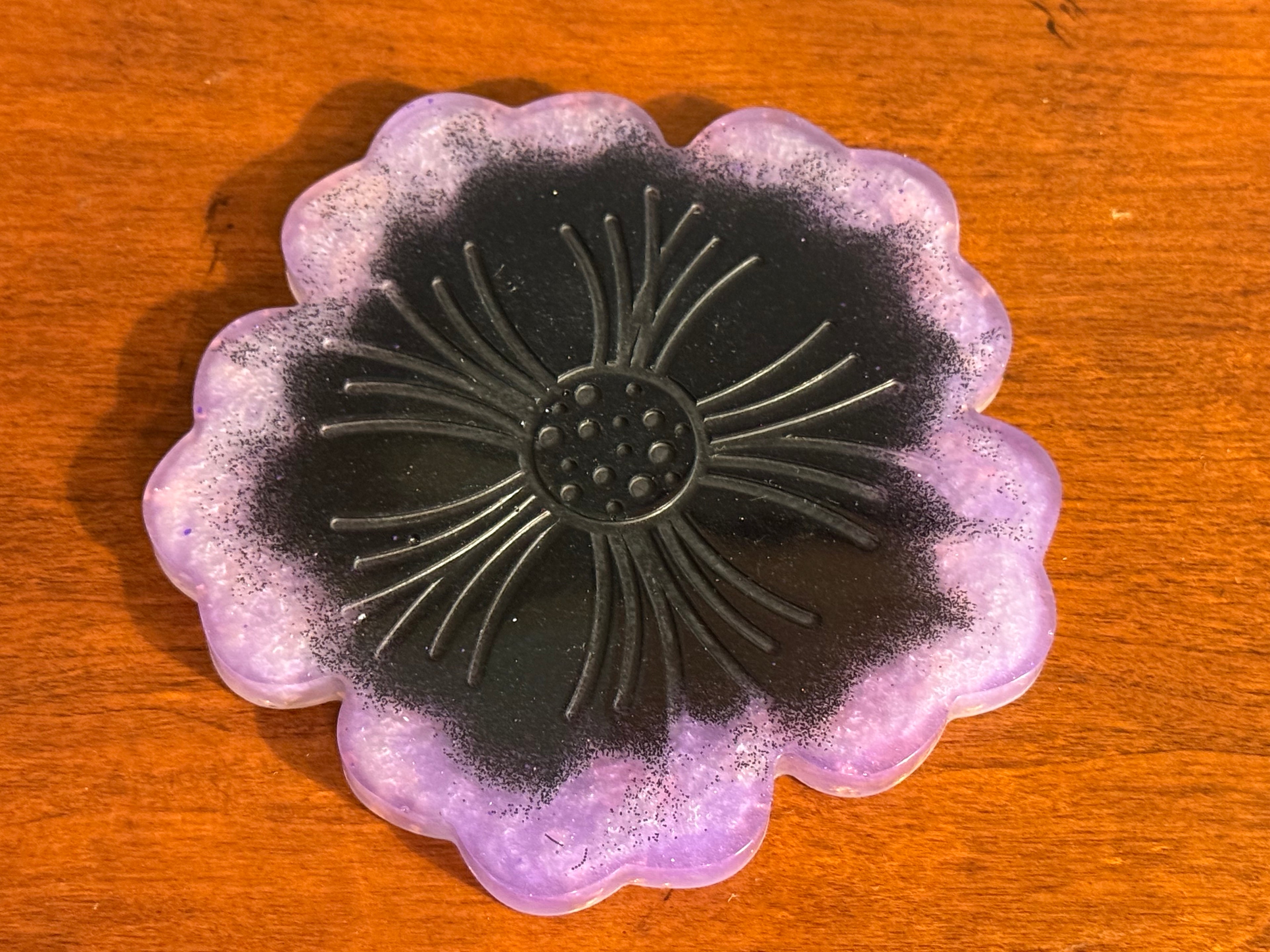 Purple Gold Flake Resin Decorative Flower Tray
