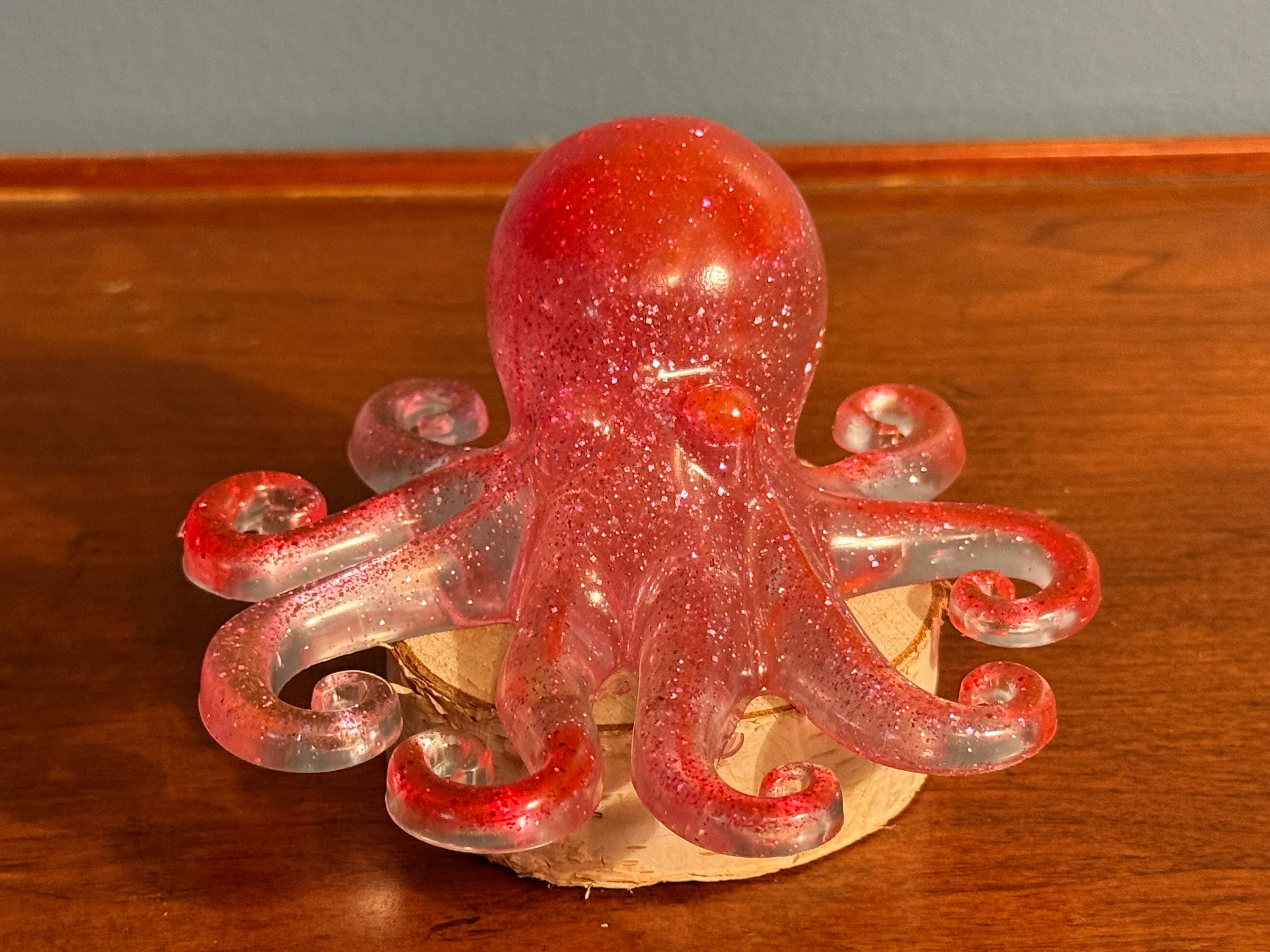 Sparkly Red Resin Octopus