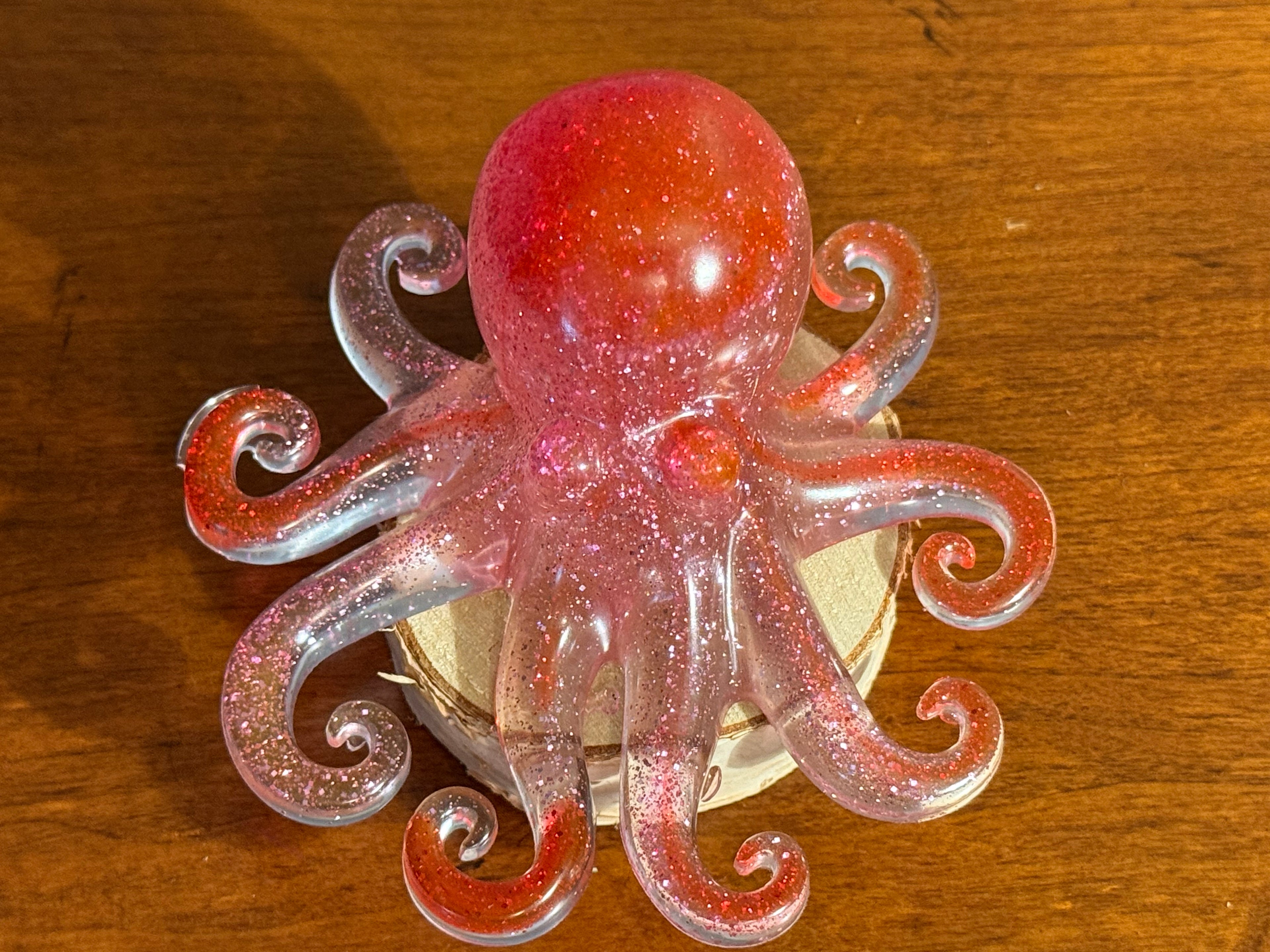 Sparkly Red Resin Octopus