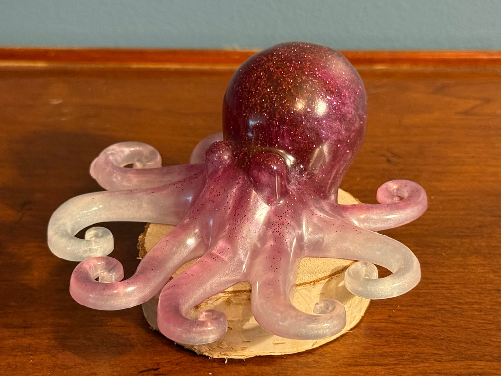 Pink Pearl Glitter Resin Octopus