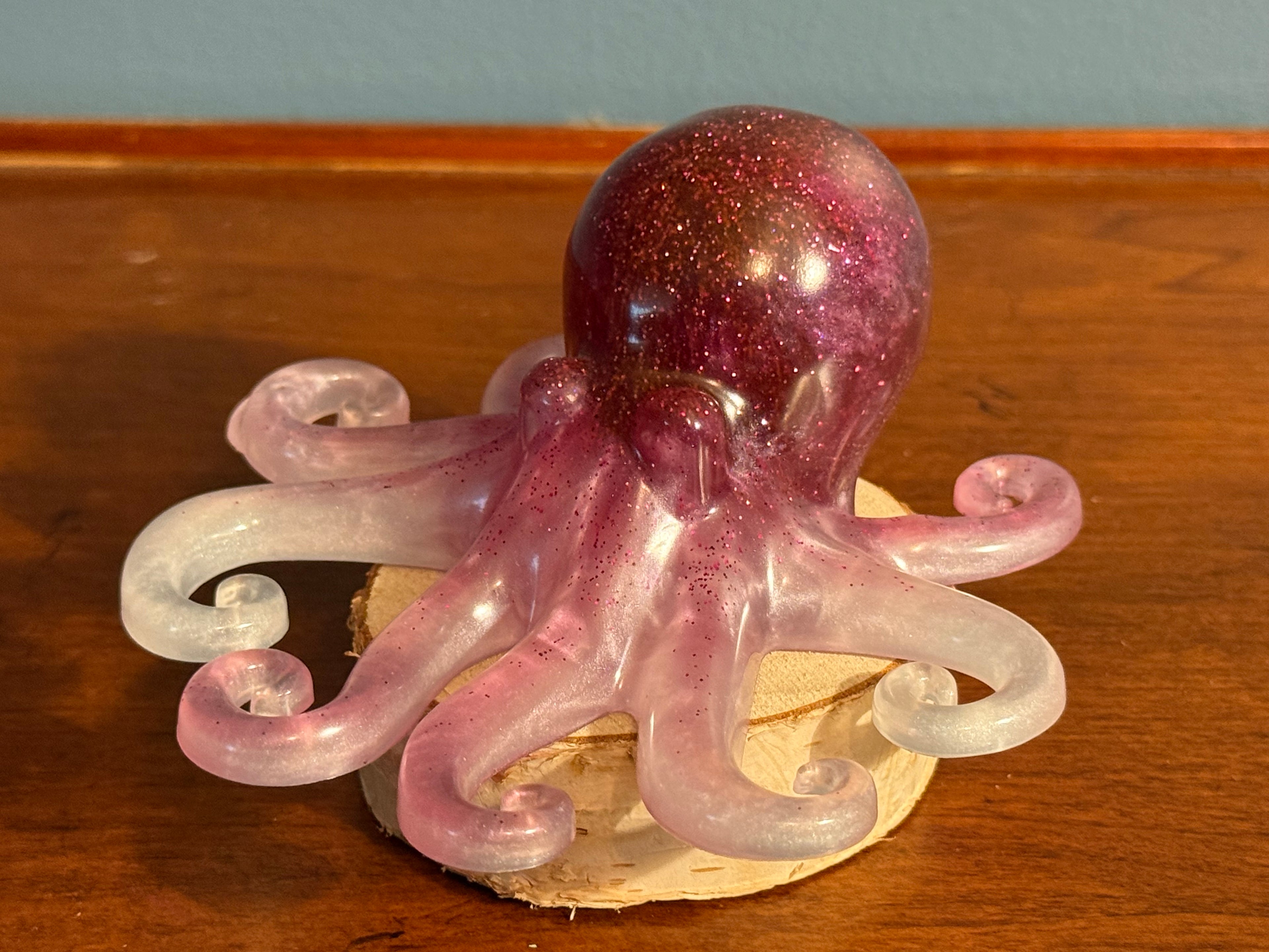 Pink Pearl Glitter Resin Octopus
