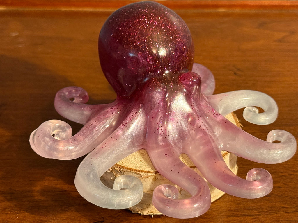 Pink Pearl Glitter Resin Octopus
