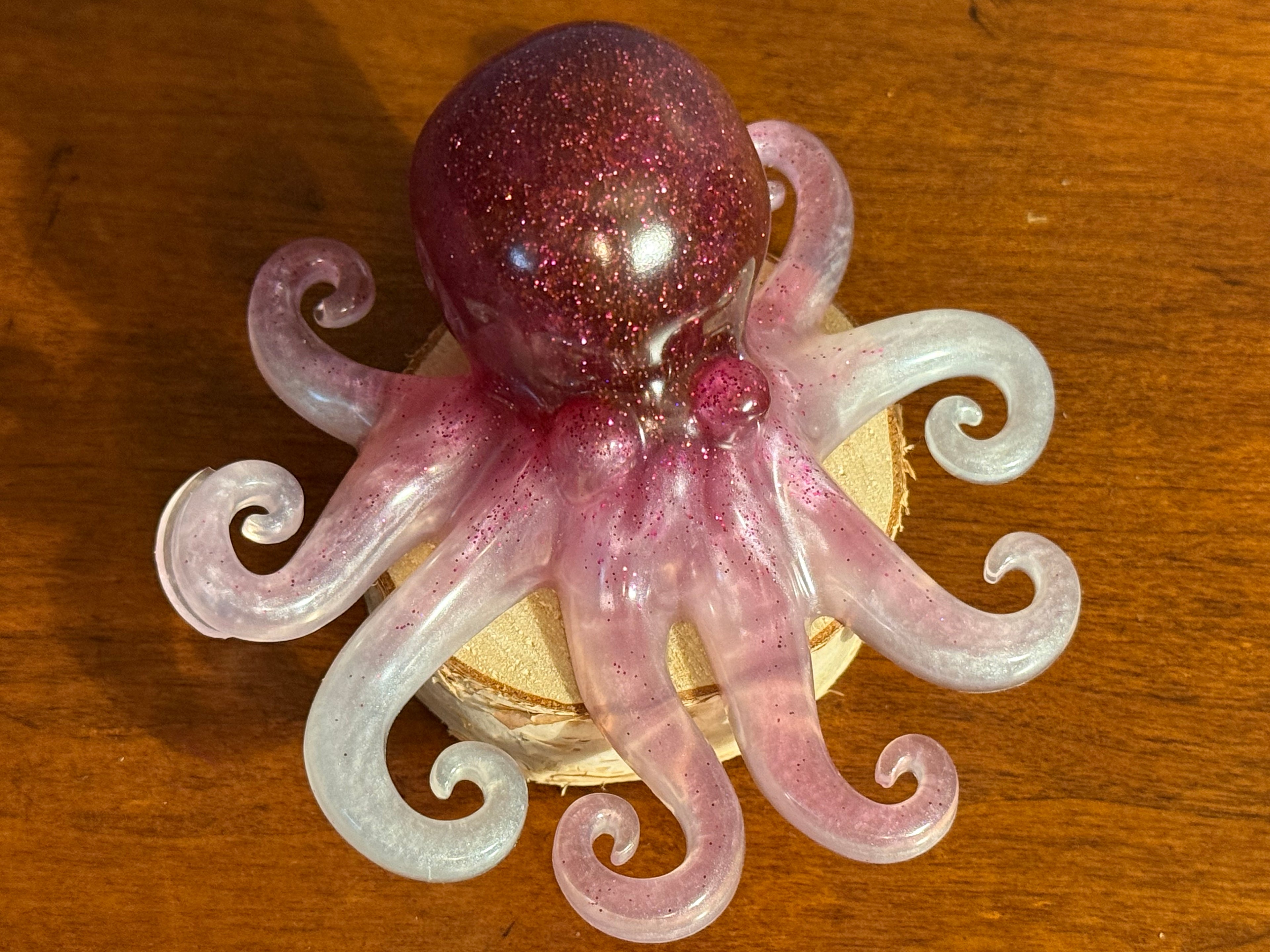 Pink Pearl Glitter Resin Octopus