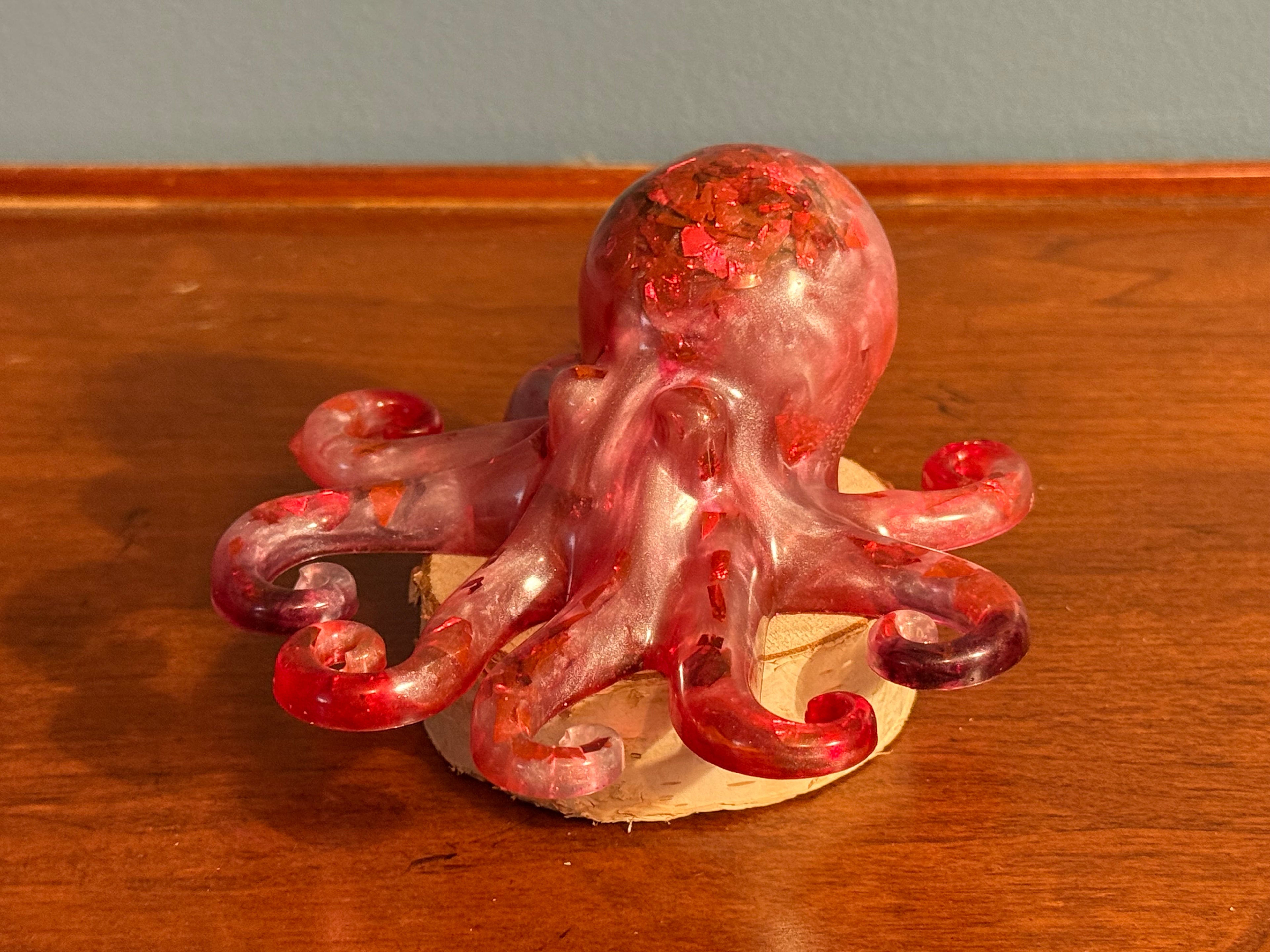 Red Flakes Resin Octopus