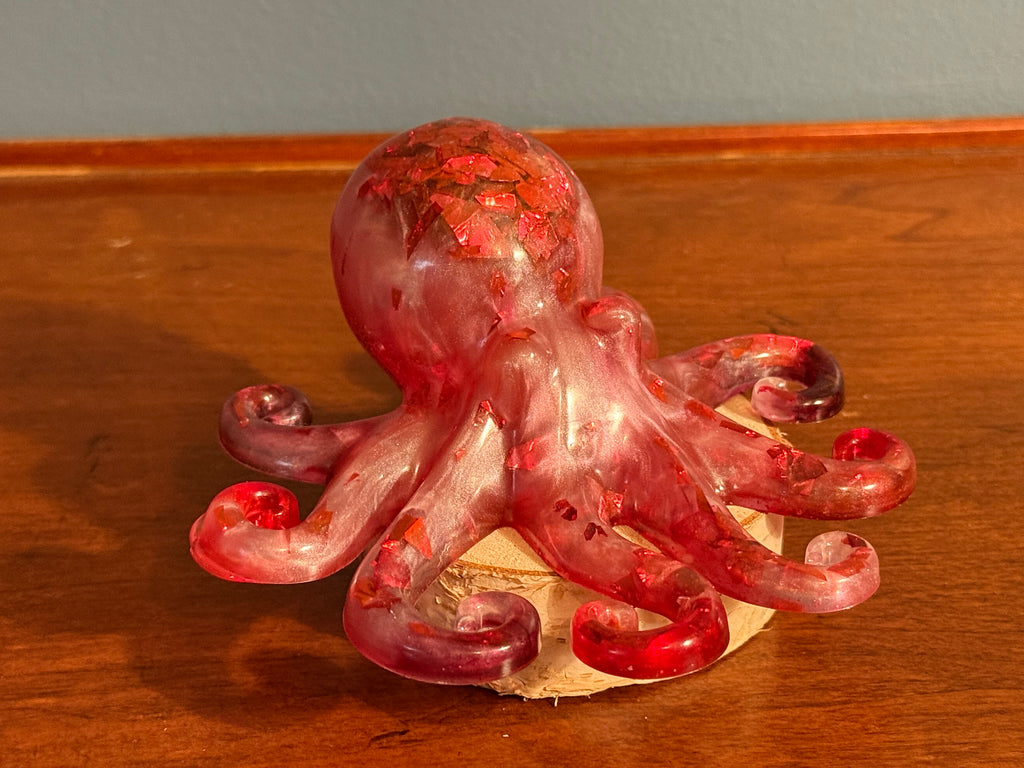 Red Flakes Resin Octopus