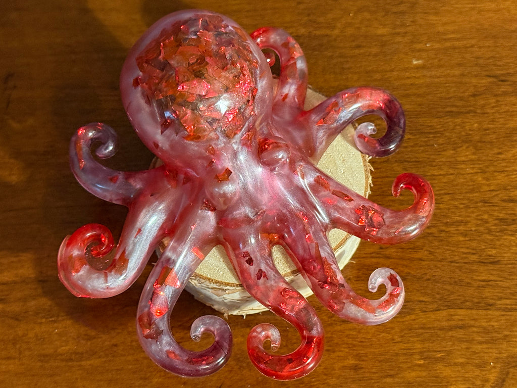 Red Flakes Resin Octopus