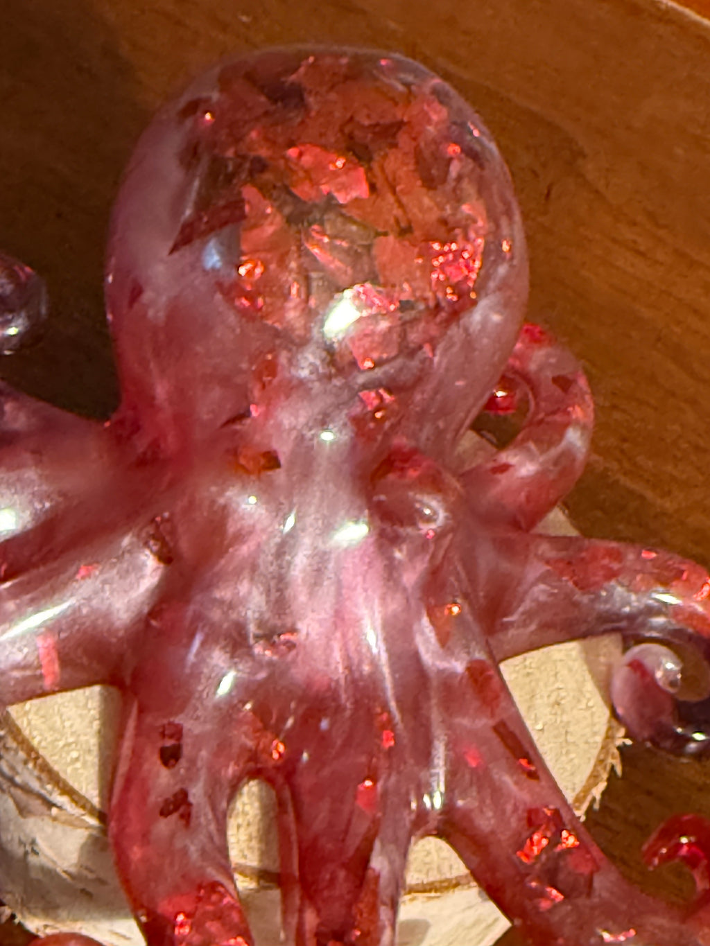 Red Flakes Resin Octopus