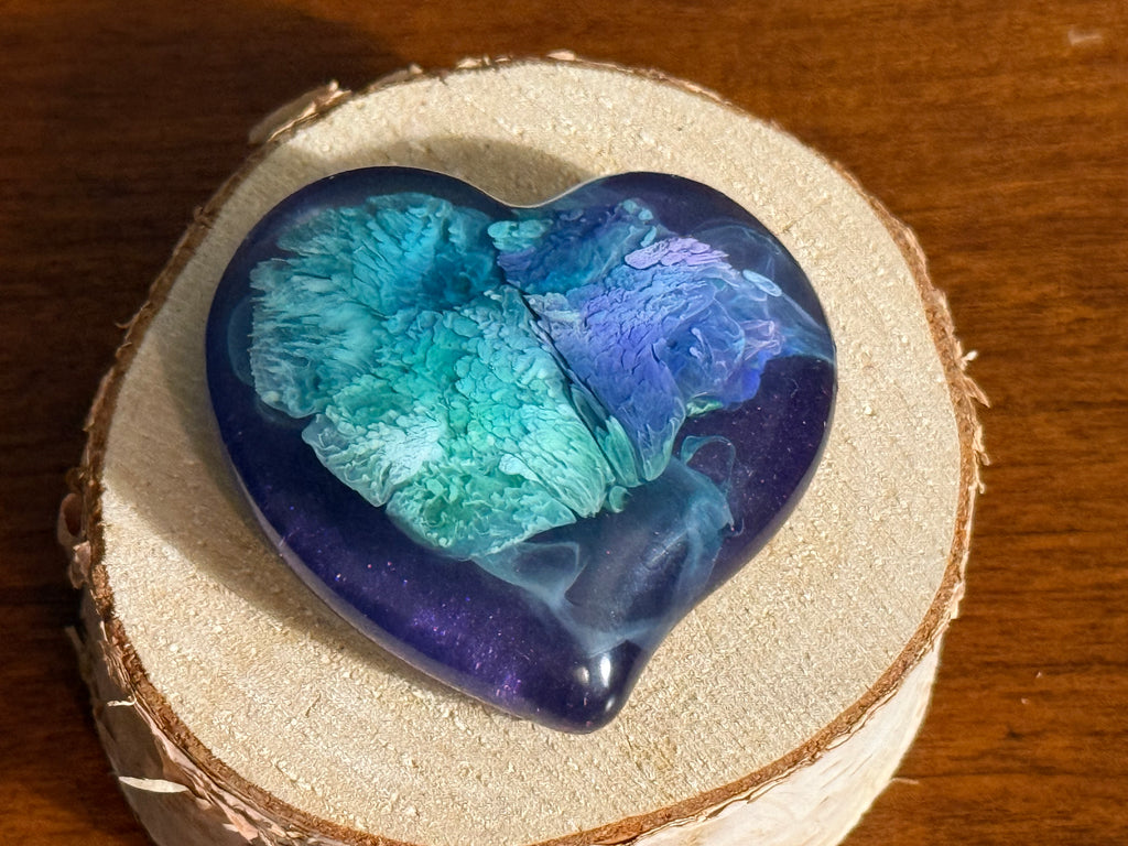 Purple Green Smudge Pocket Hug Heart
