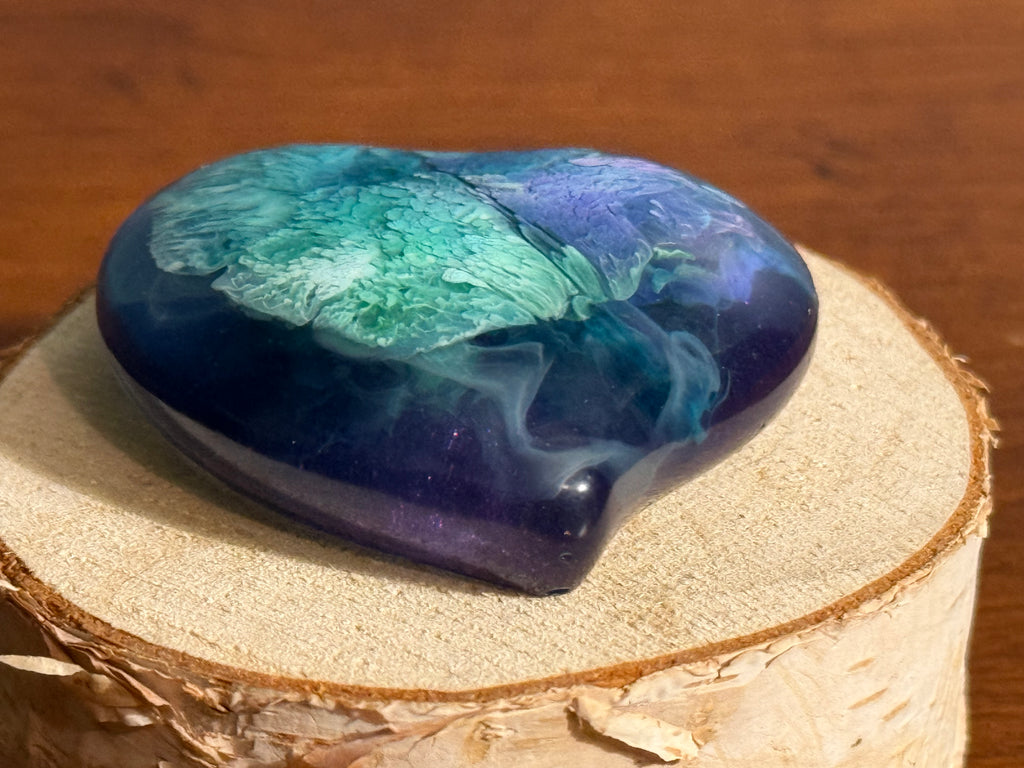Purple Green Smudge Pocket Hug Heart