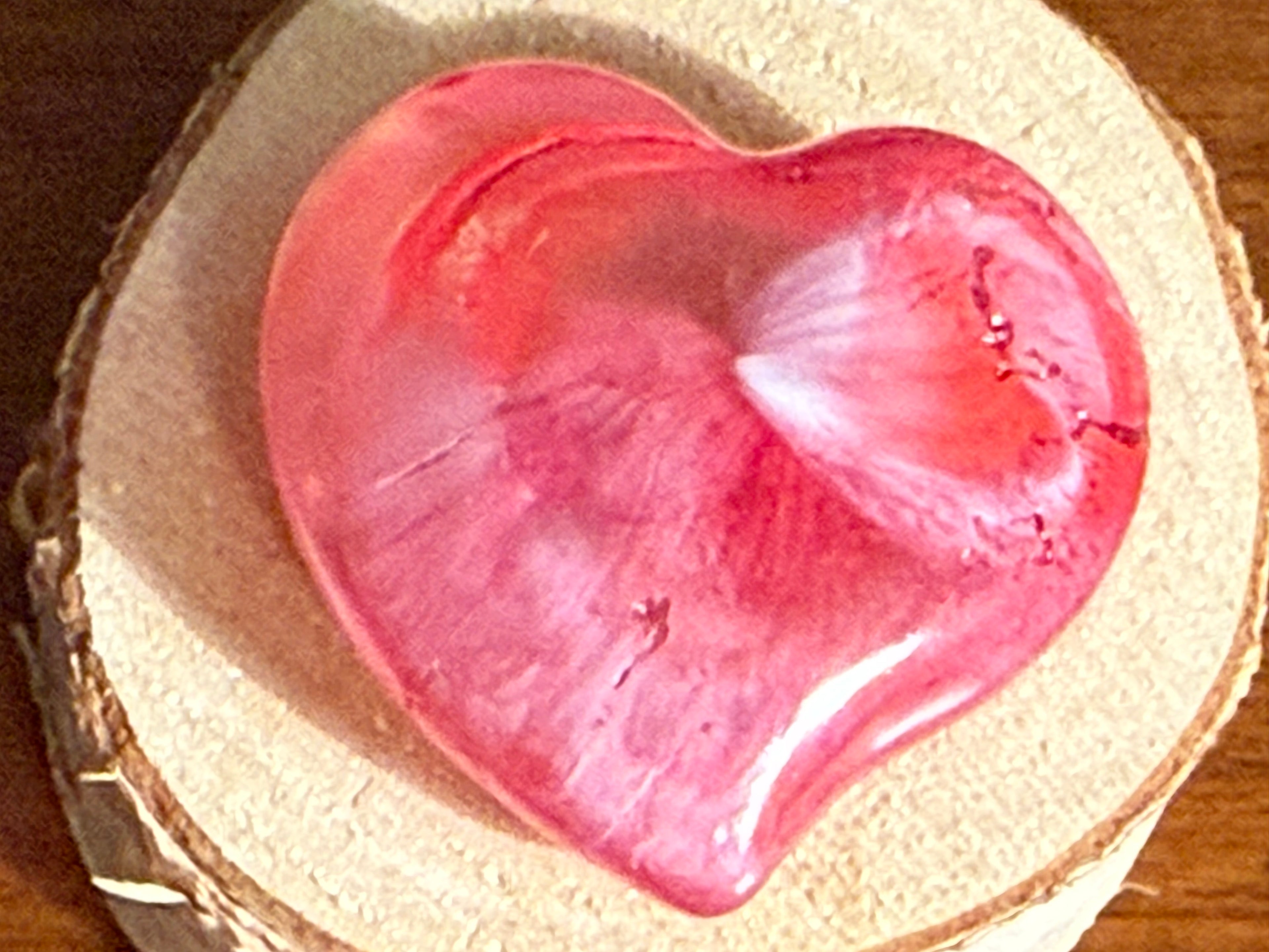 Cracked Pink Ink Pocket Hug Heart