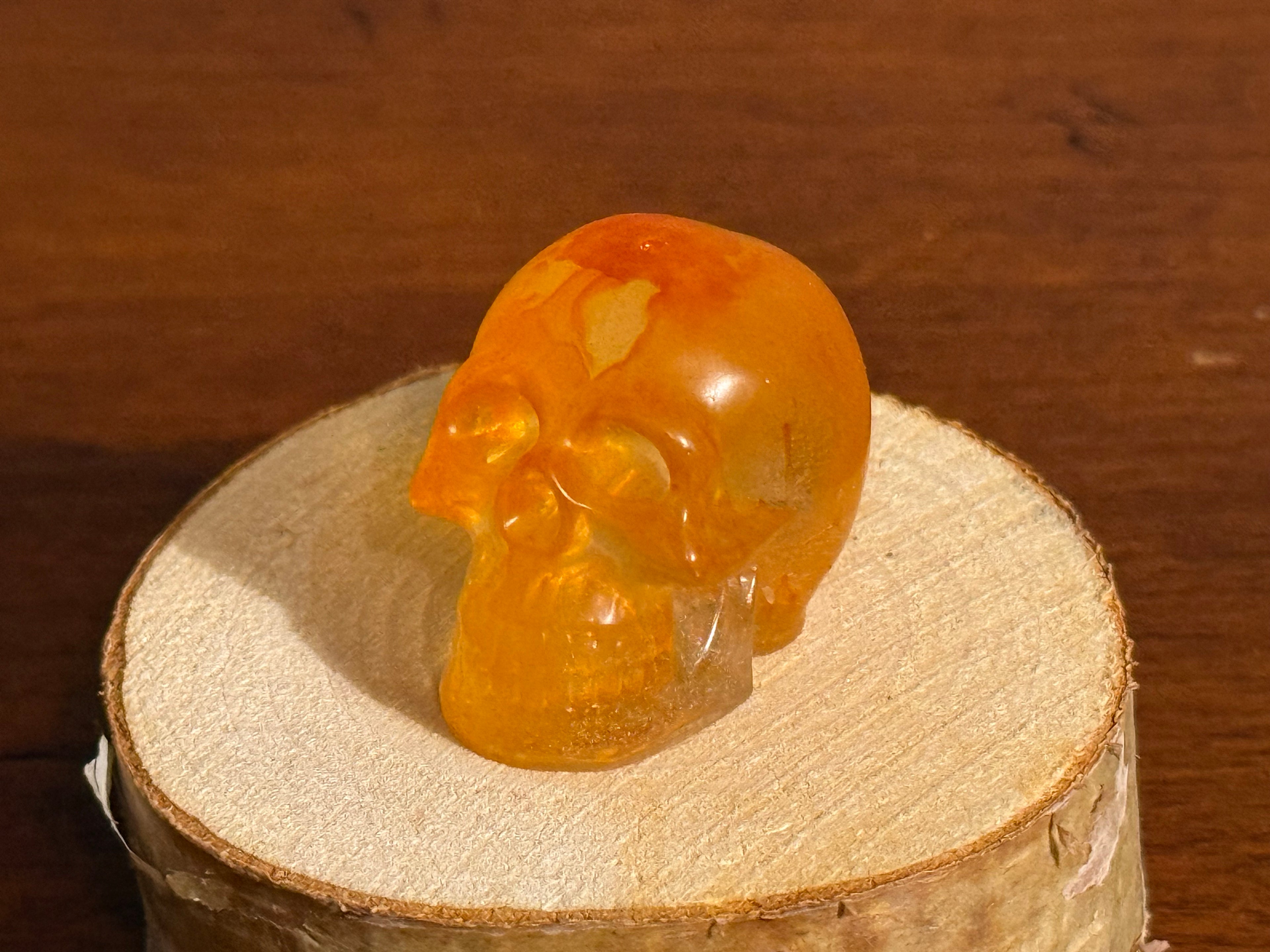 Orange Sunshine Resin Mini Skull