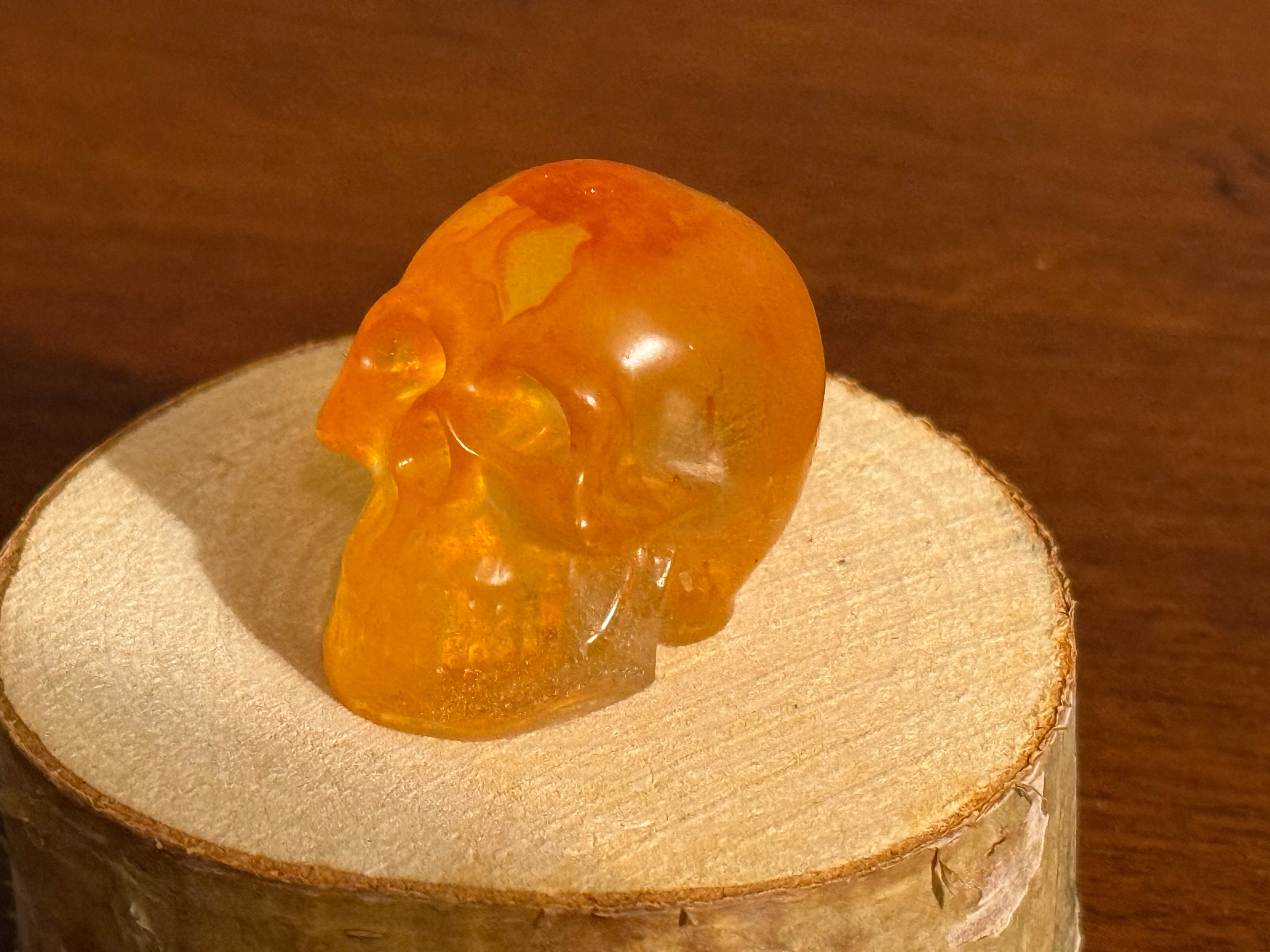 Orange Sunshine Resin Mini Skull