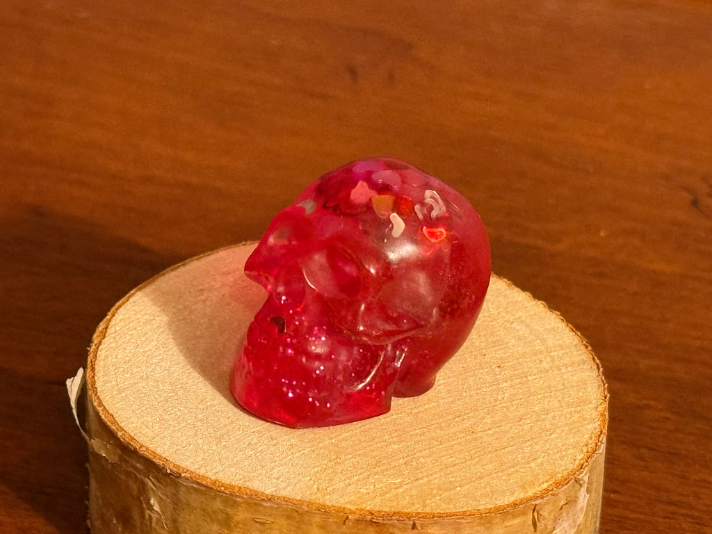 Red Heart Glitter Resin Mini Skull