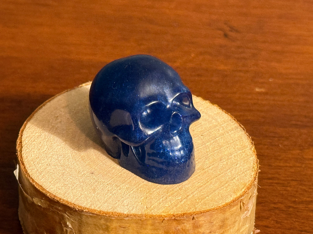 Royal Blue Glitter Resin Mini Skull