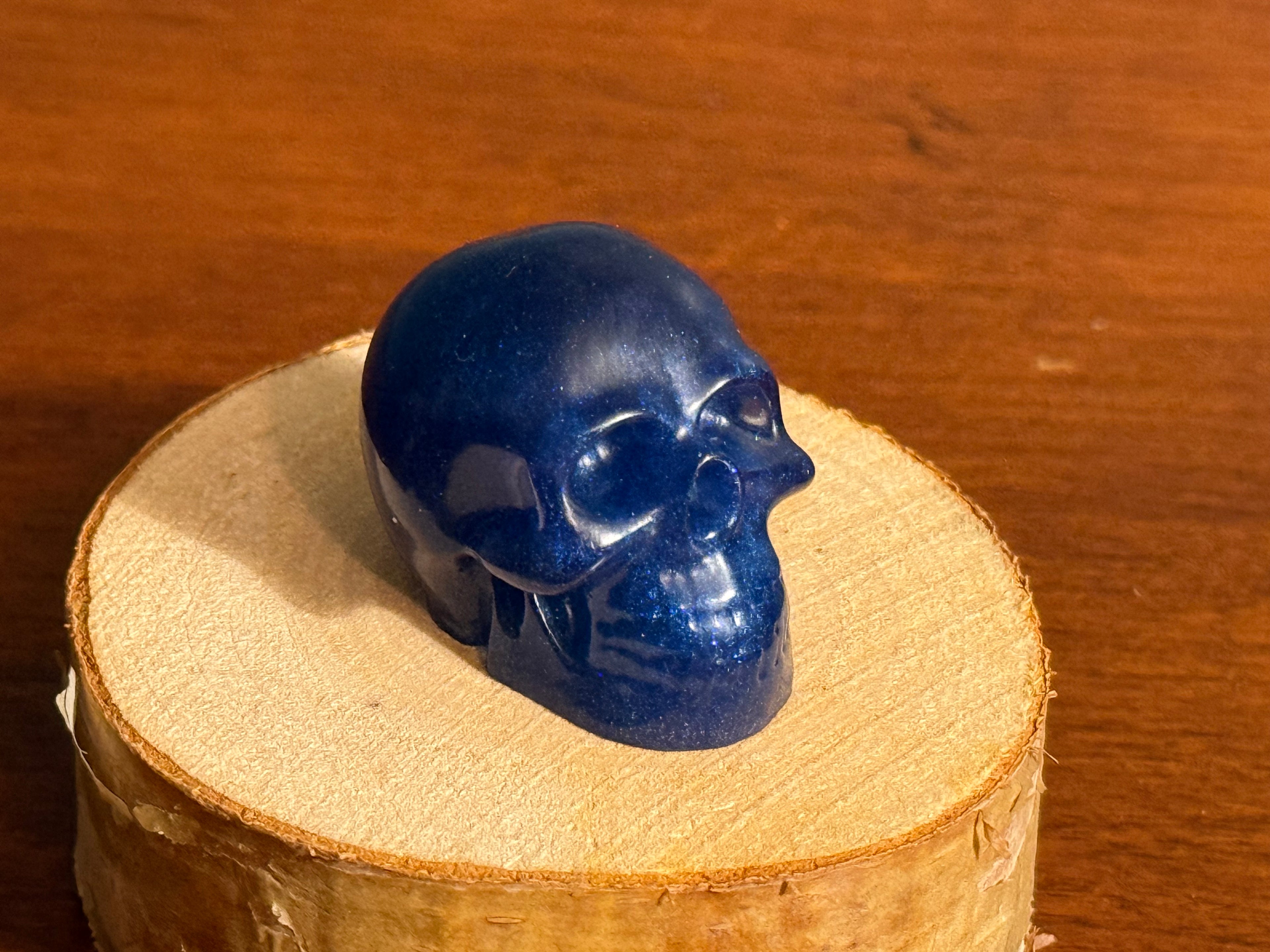 Royal Blue Glitter Resin Mini Skull