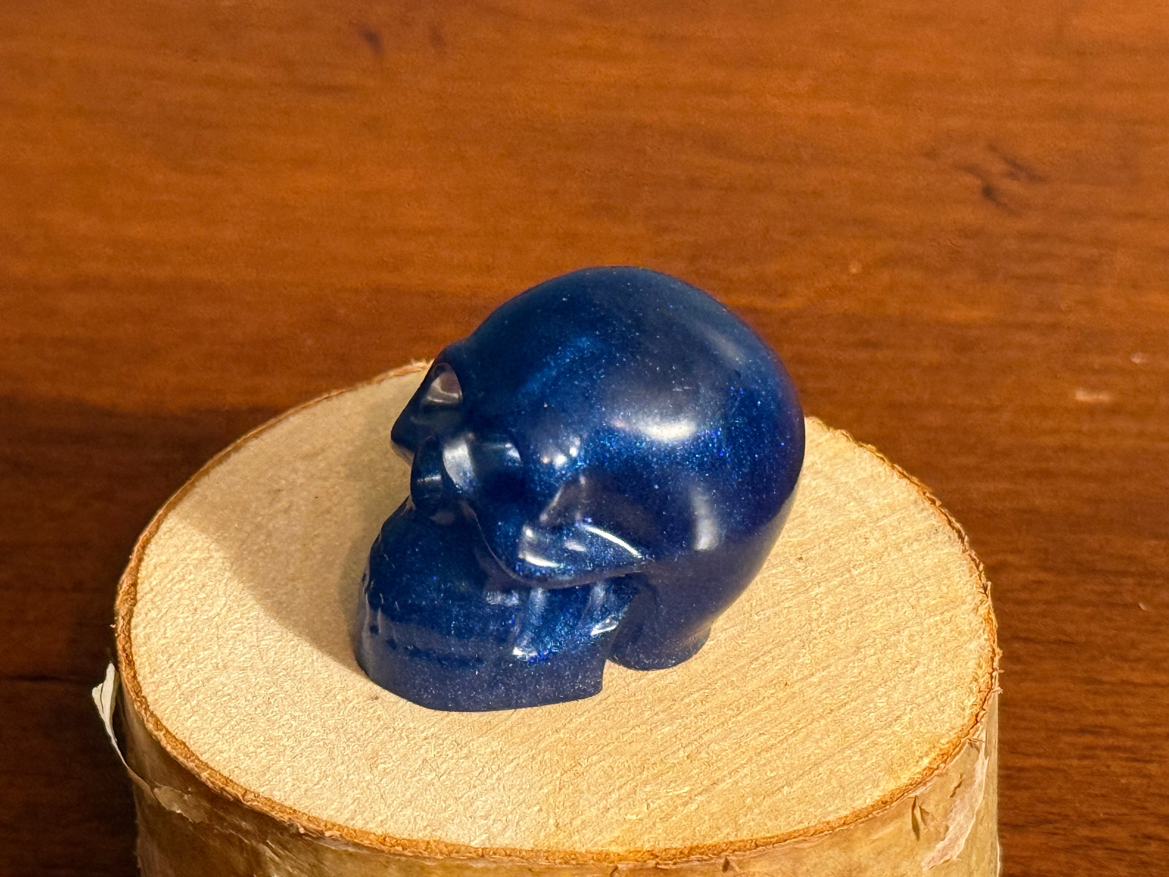 Royal Blue Glitter Resin Mini Skull