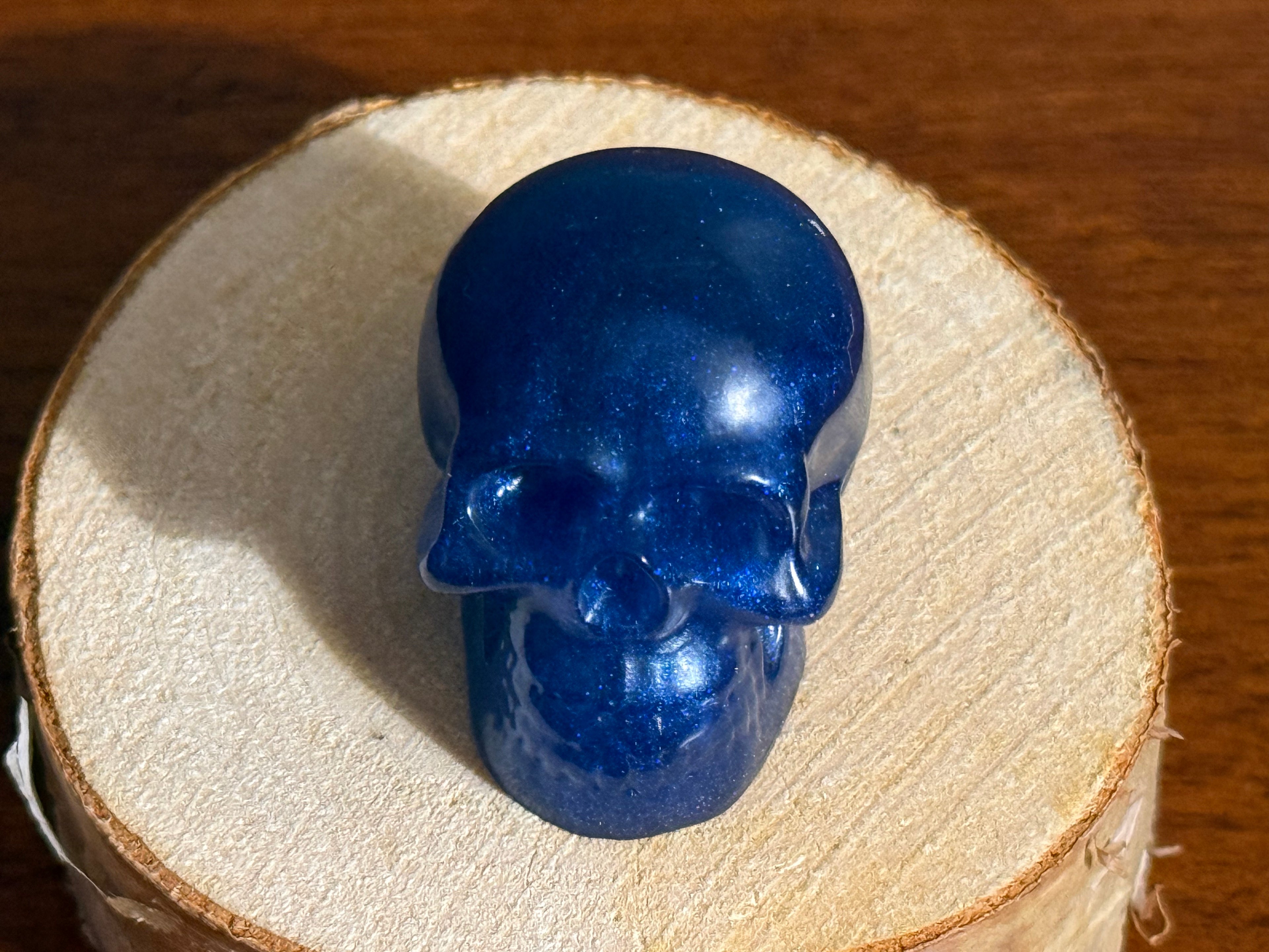 Royal Blue Glitter Resin Mini Skull