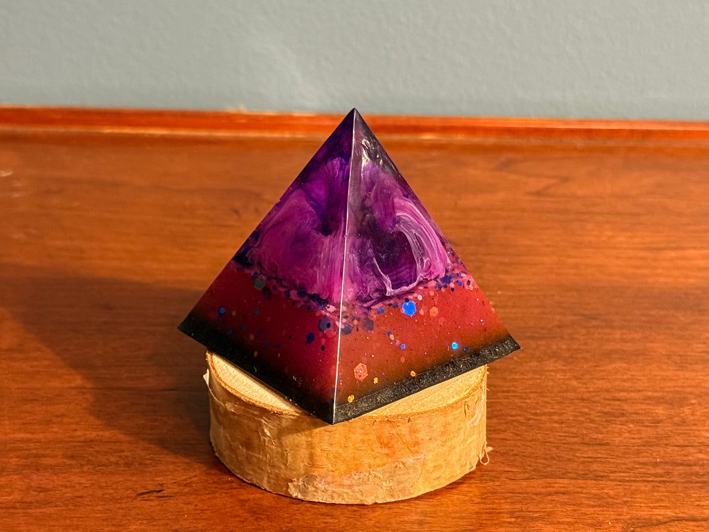 Glow in the Dark Resin Pyramid Decor