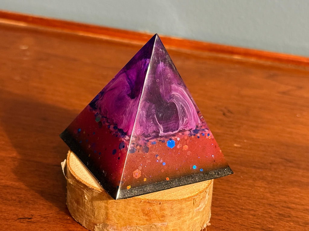 Glow in the Dark Resin Pyramid Decor