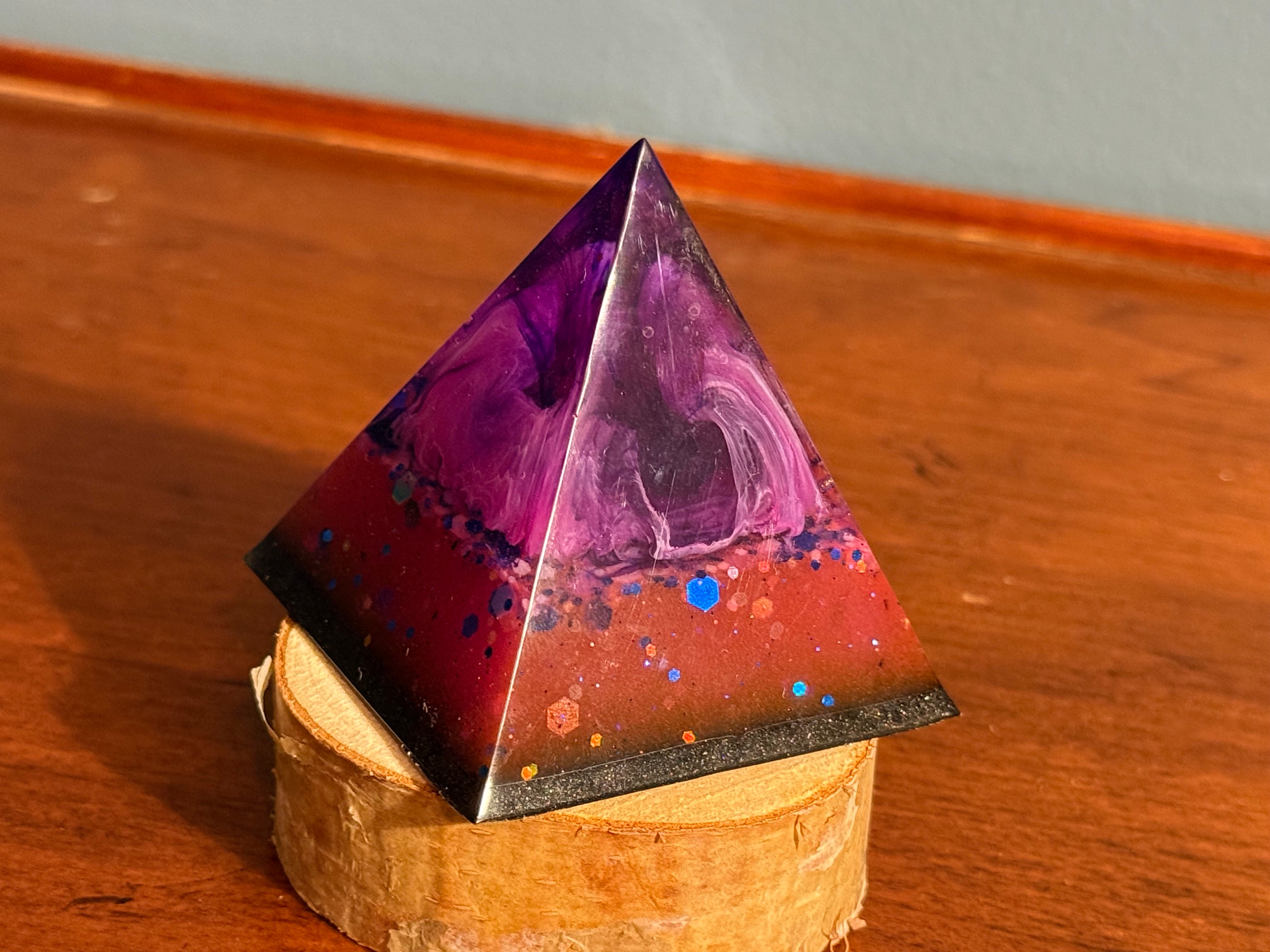 Glow in the Dark Resin Pyramid Decor