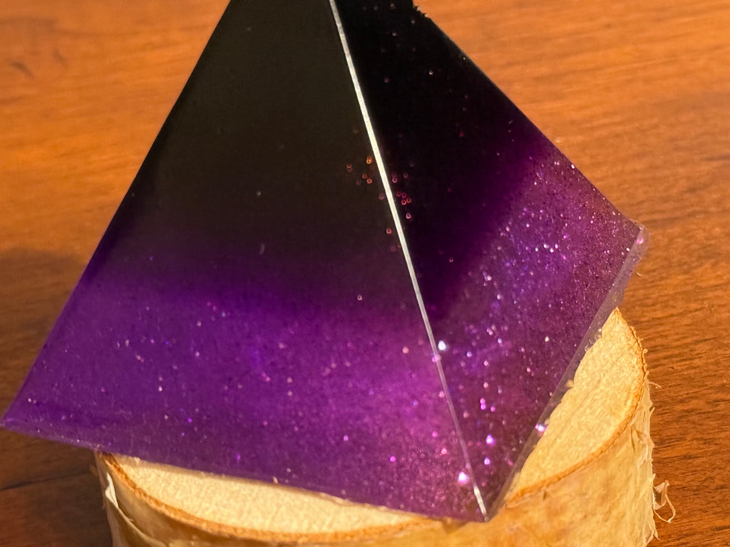 Purple Layered Resin Pyramid Decor