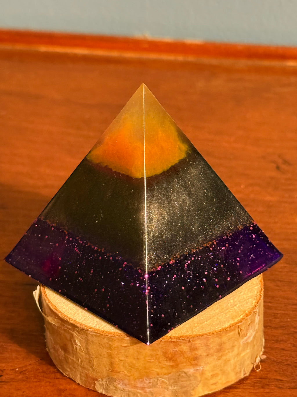Blacklight Tri-layer Resin Pyramid Decor