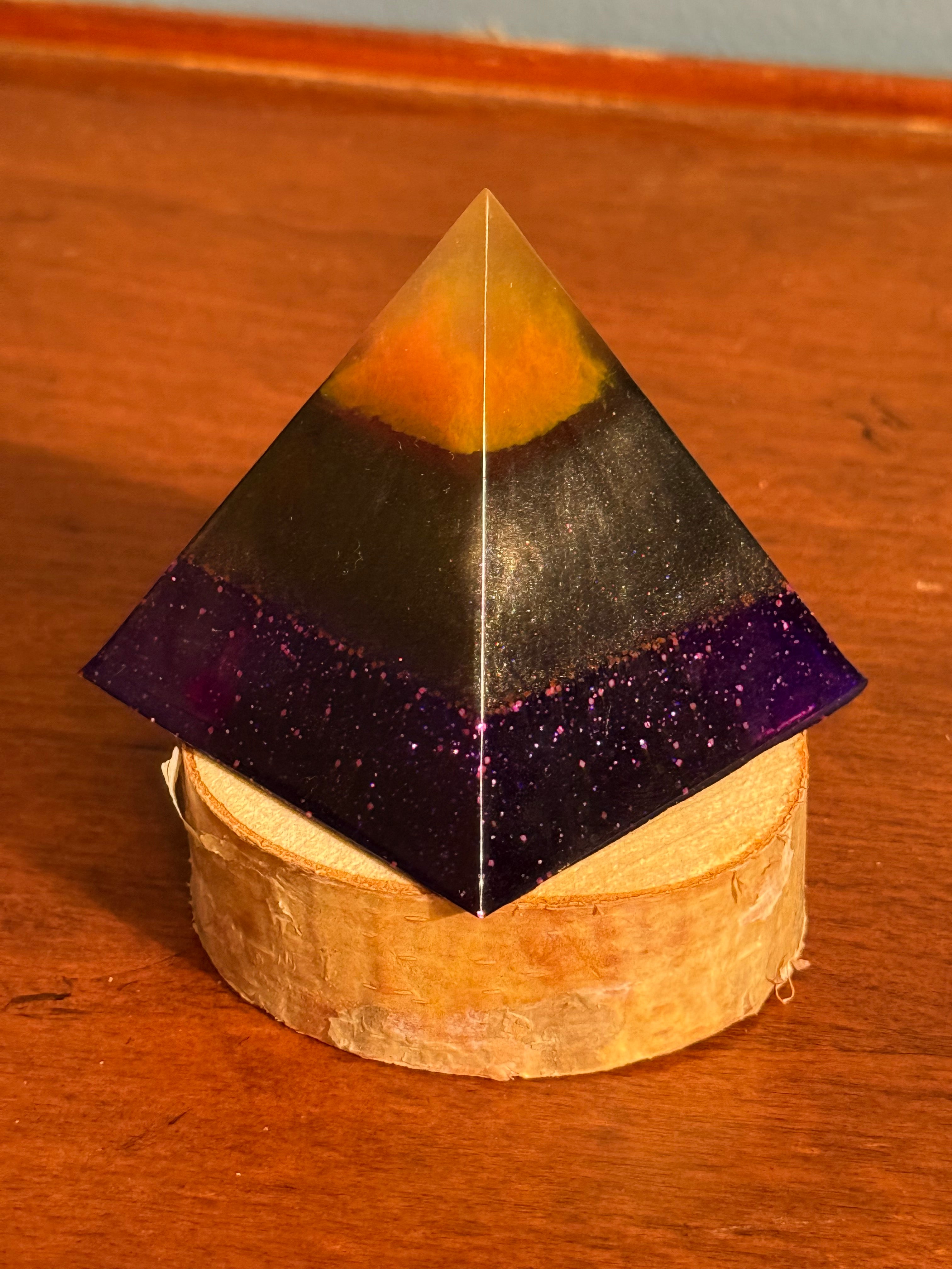 Blacklight Tri-layer Resin Pyramid Decor