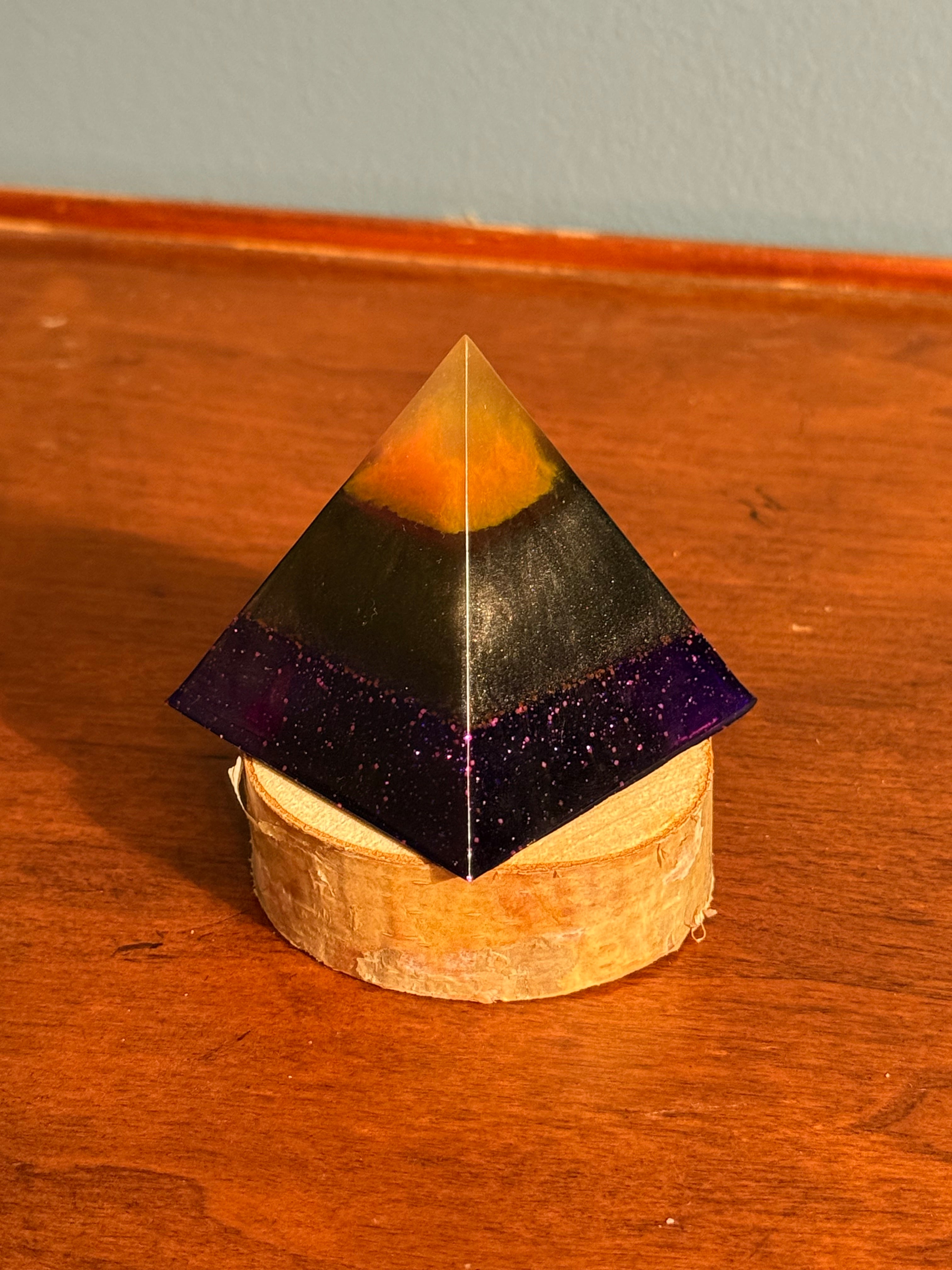 Blacklight Tri-layer Resin Pyramid Decor