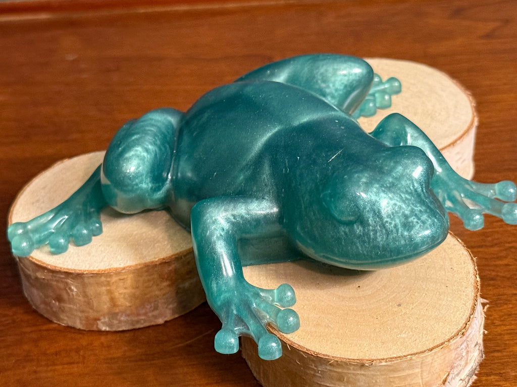 Shiny Green/Blue Resin Frog