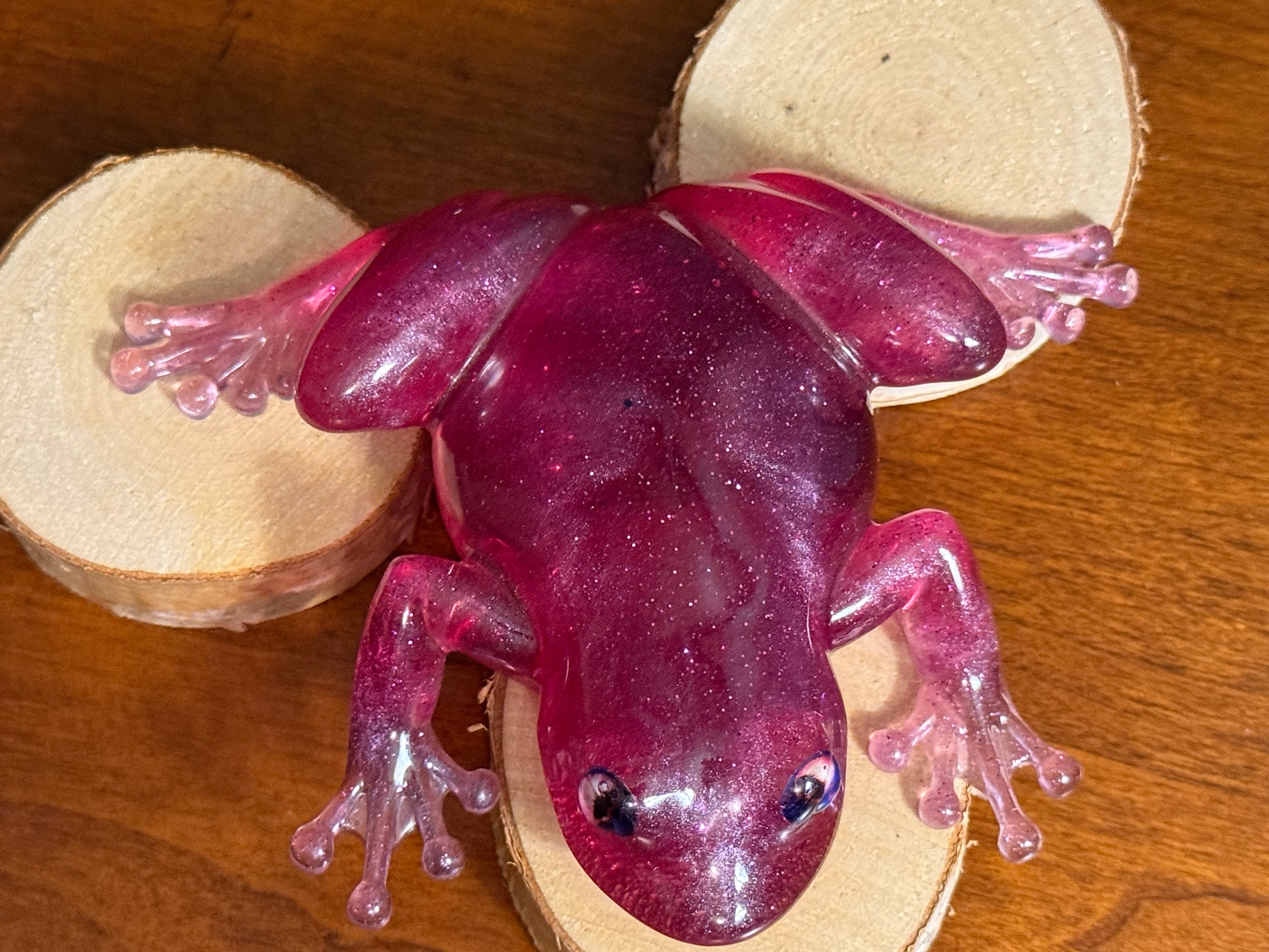 Pink Glitter Resin Frog