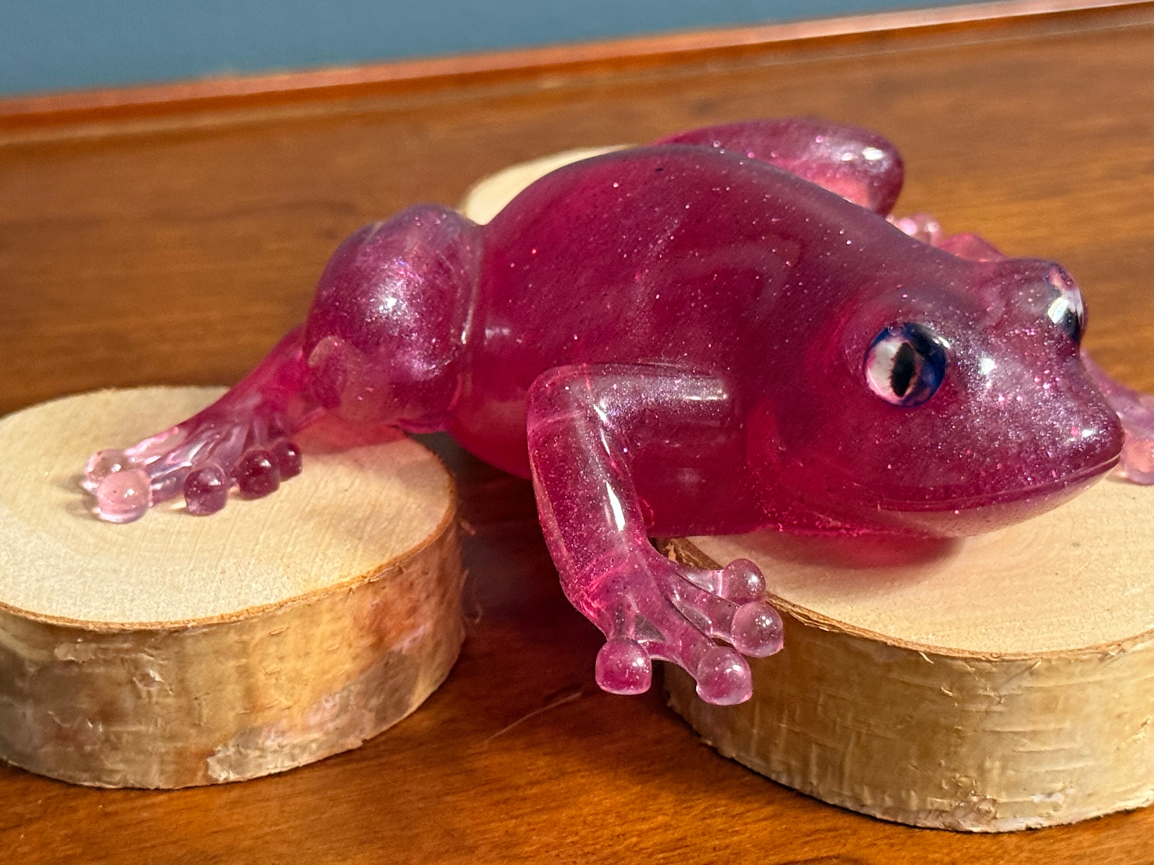 Pink Glitter Resin Frog