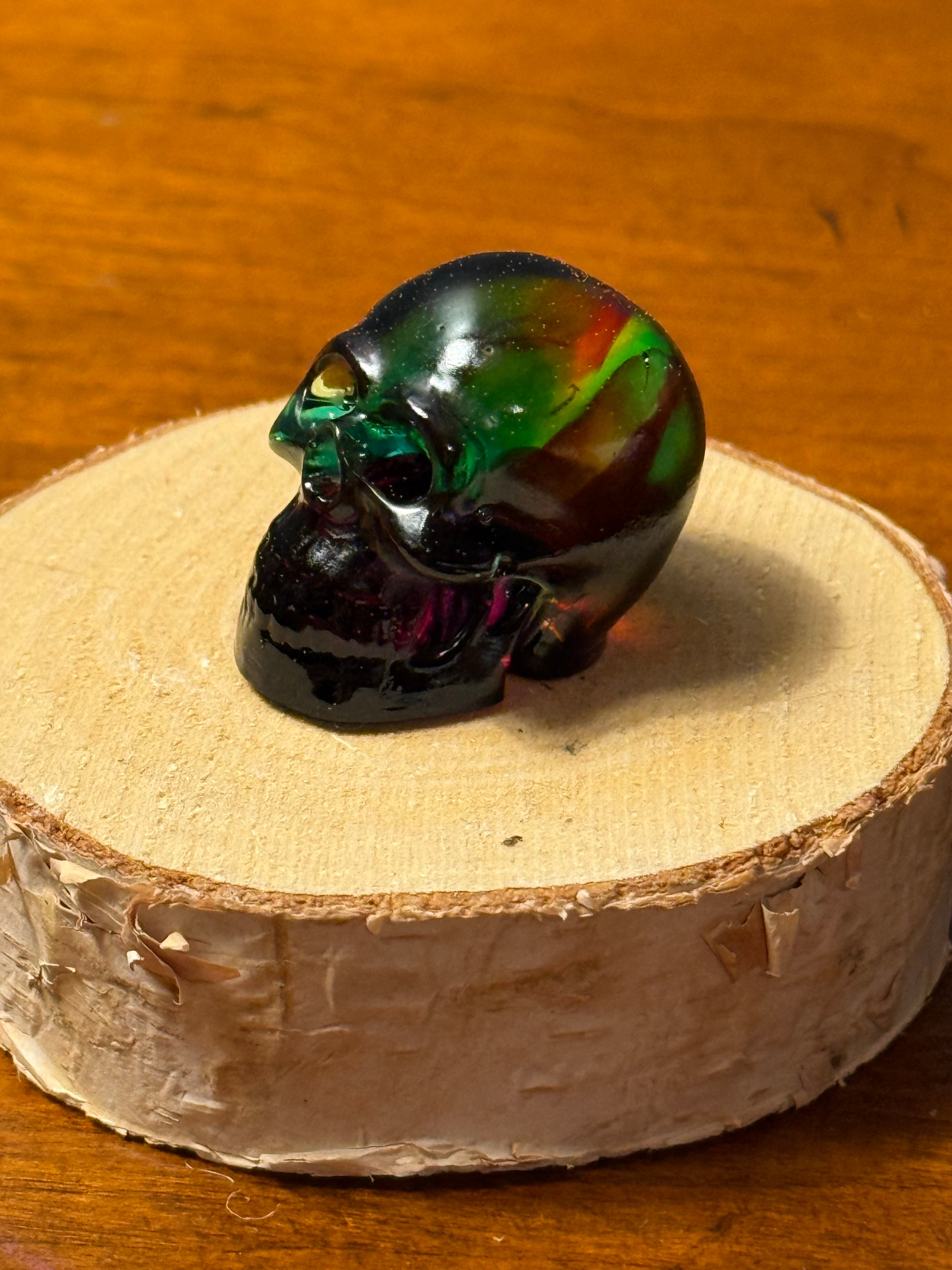 Dark Rainbow Resin Mini Skull