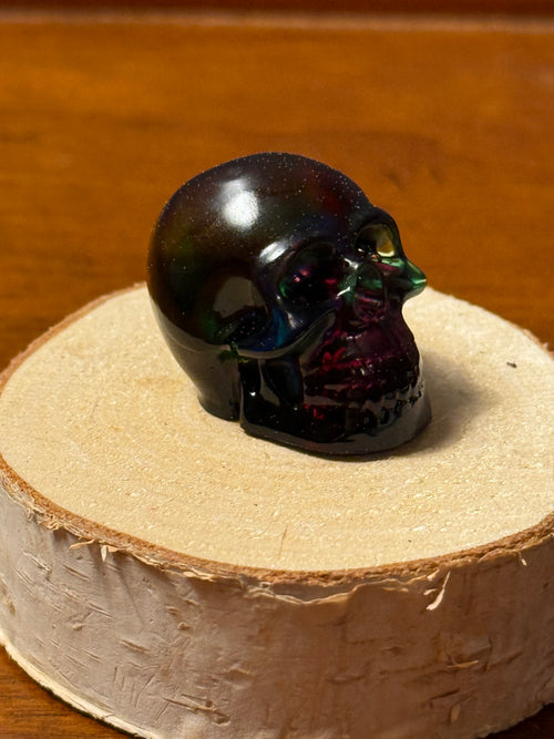 Dark Rainbow Resin Mini Skull