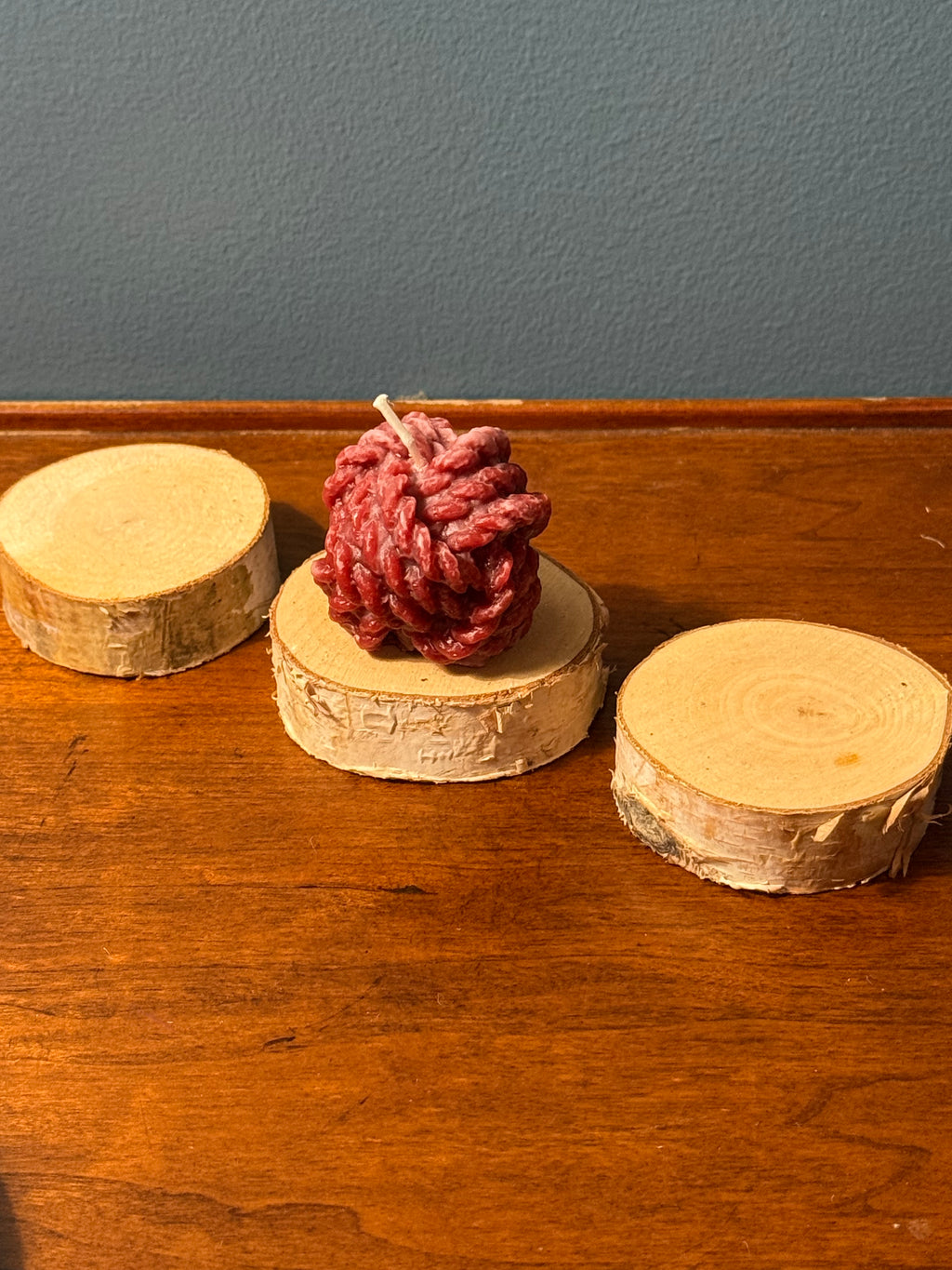 Harvest Plum Apple Pie Rope Shaped Candle — Handmade Soy Wax