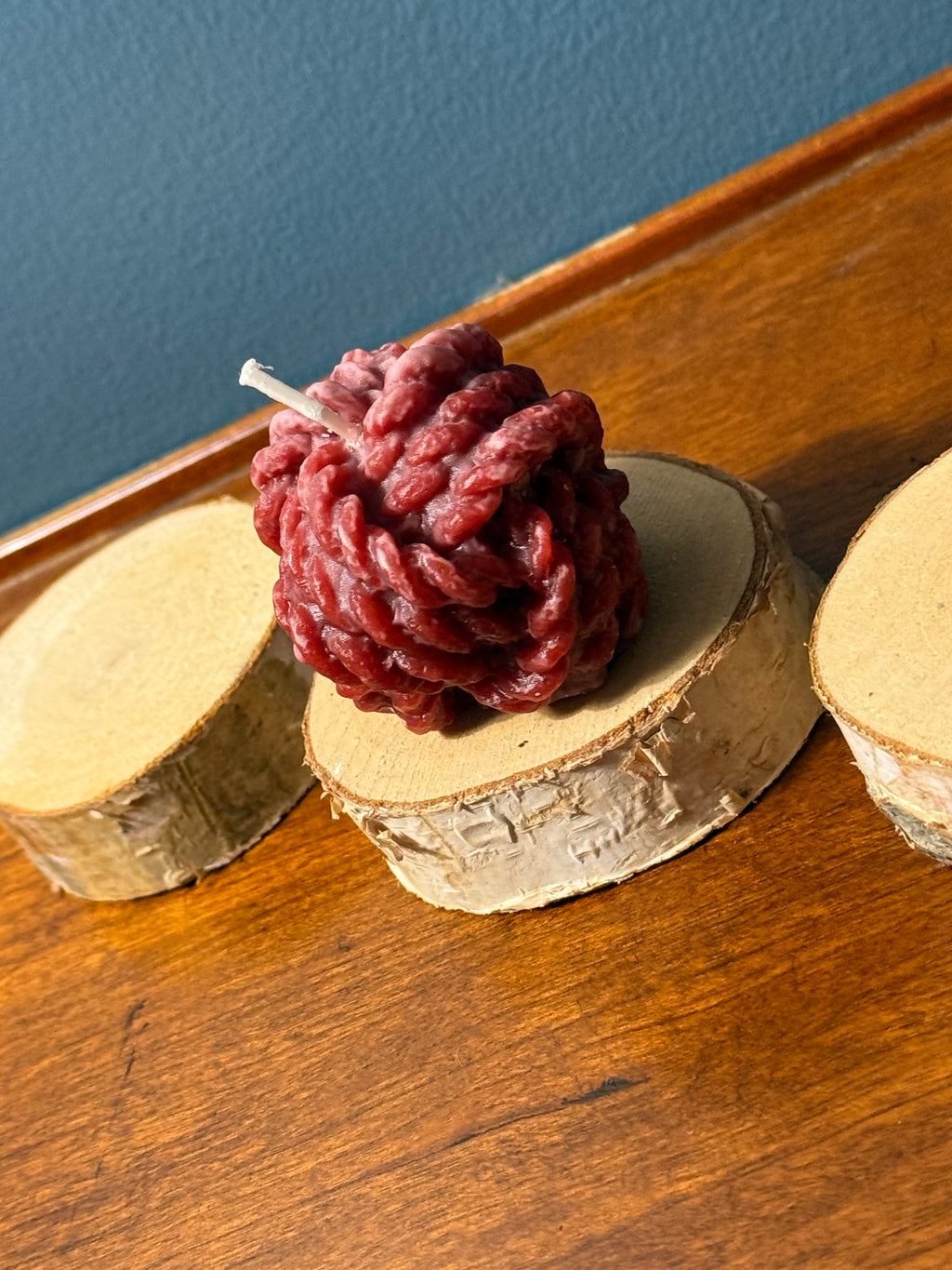 Harvest Plum Apple Pie Rope Shaped Candle — Handmade Soy Wax